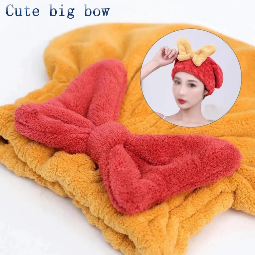 Шапочка для душа Microfibre Bow Tie Hair Towel Wrap, WEJDYKG, 4 шт, 27x28 см, Pink — фото 2