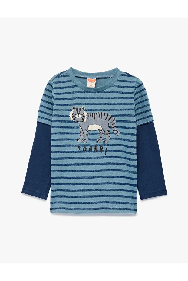 Детская футболка с длинным рукавом с принтом Koton, Blue Striped