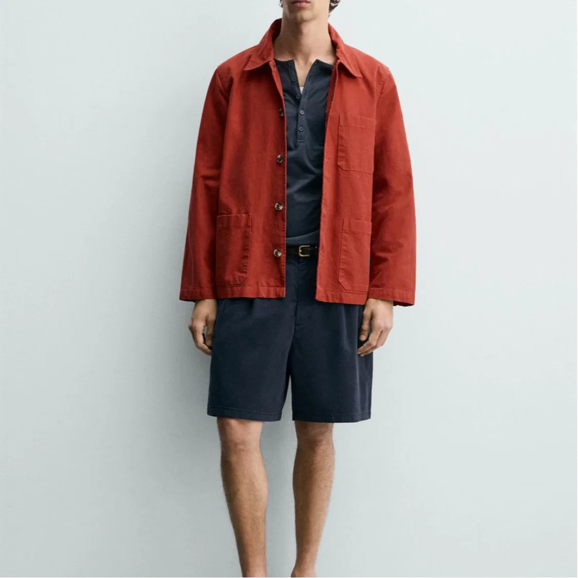 Мужская рубашка с отложным воротником Red Lapel ZARA, Красный — фото 4