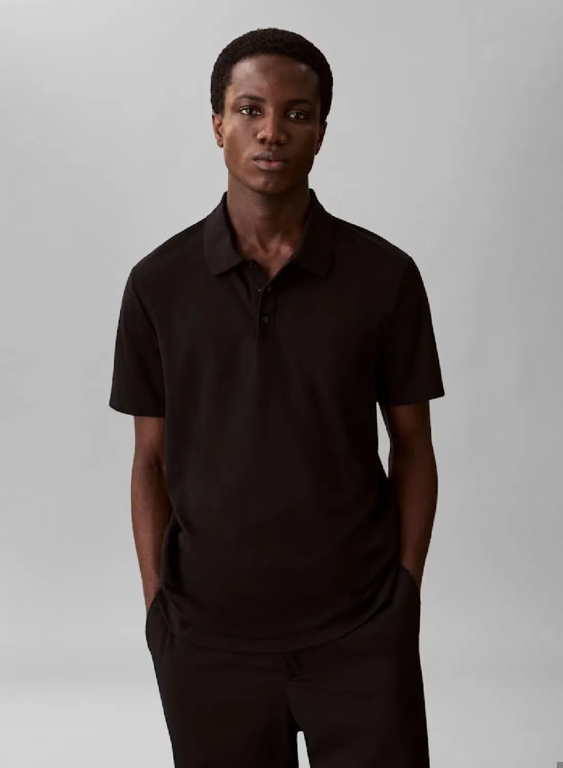 Поло с воротником и пуговицами Tech Polo Calvin Klein, черный