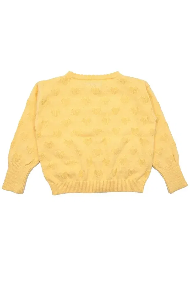 Детский кардиган для девочек хлопковый Organic knitwear knitted long sleeve yellow spring cardigan for little girls Ozmoz By Mukadder Özden, Yellow — фото 4