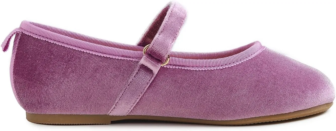 Детские балетки для девочек с принтом FEVERSOLE, Lilac Velvet Loop Maryjane — фото 4