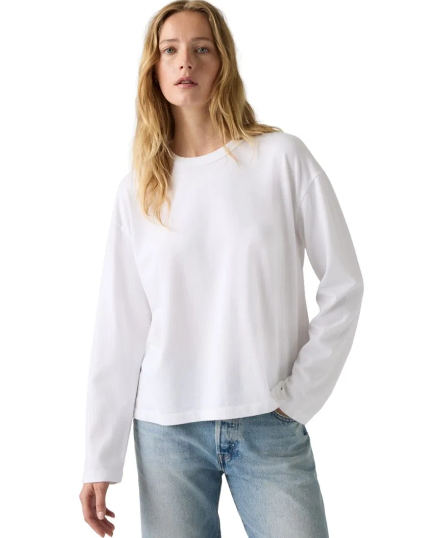 Женская футболка с длинным рукавом, хлопковая Levi's, Bright White — фото 4