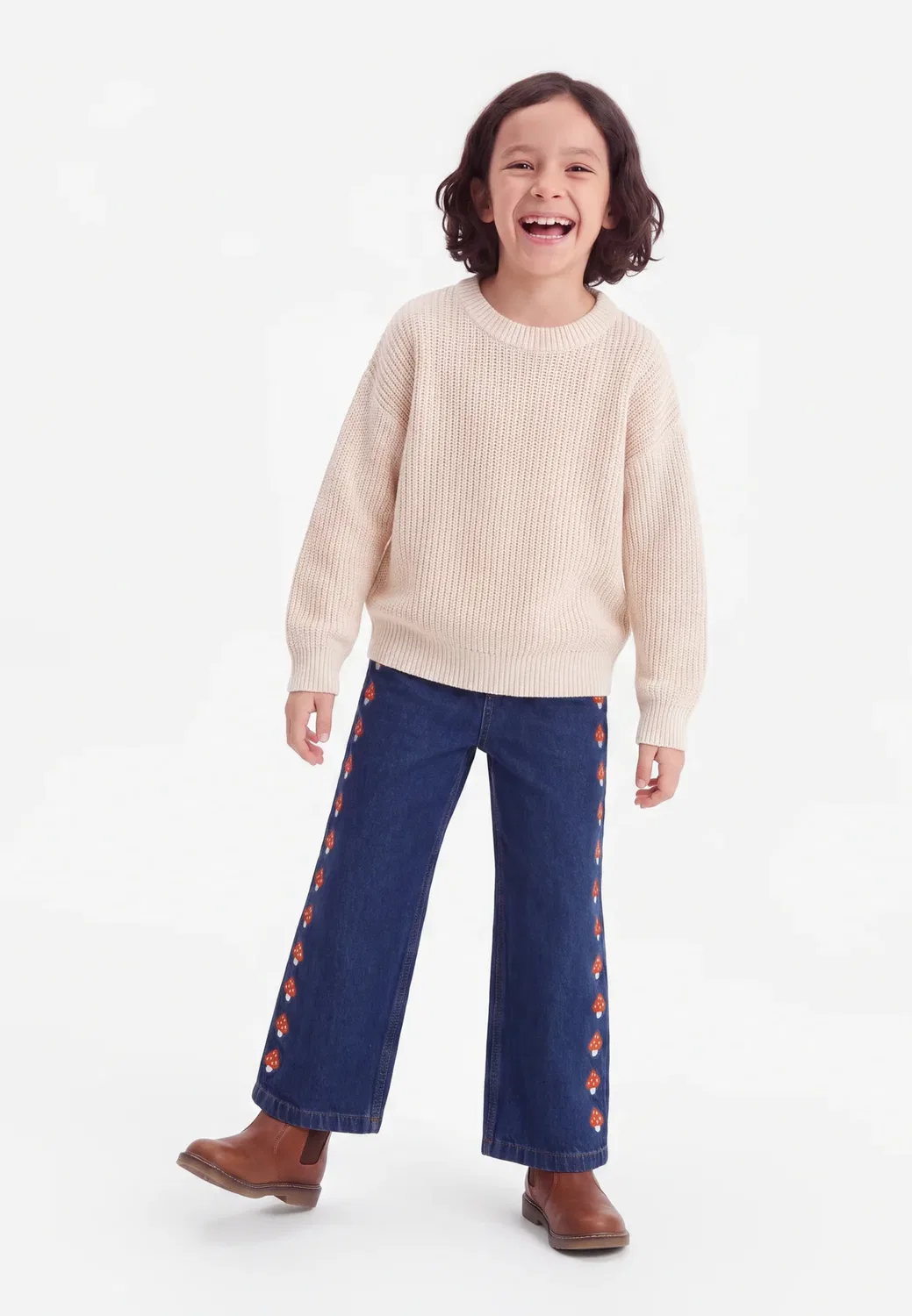 Брюки-«Грибочки» - джинсы прямого кроя Tinycottons, Denim Dark Wash