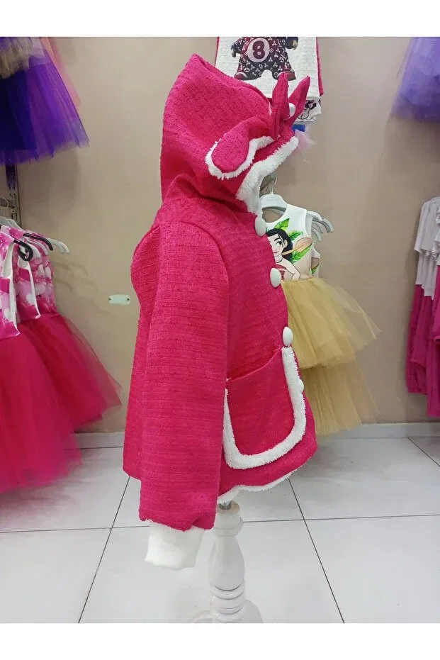 Детское пальто для девочек на пуговицах Niliya Çocuk Giyim, Pink — фото 3