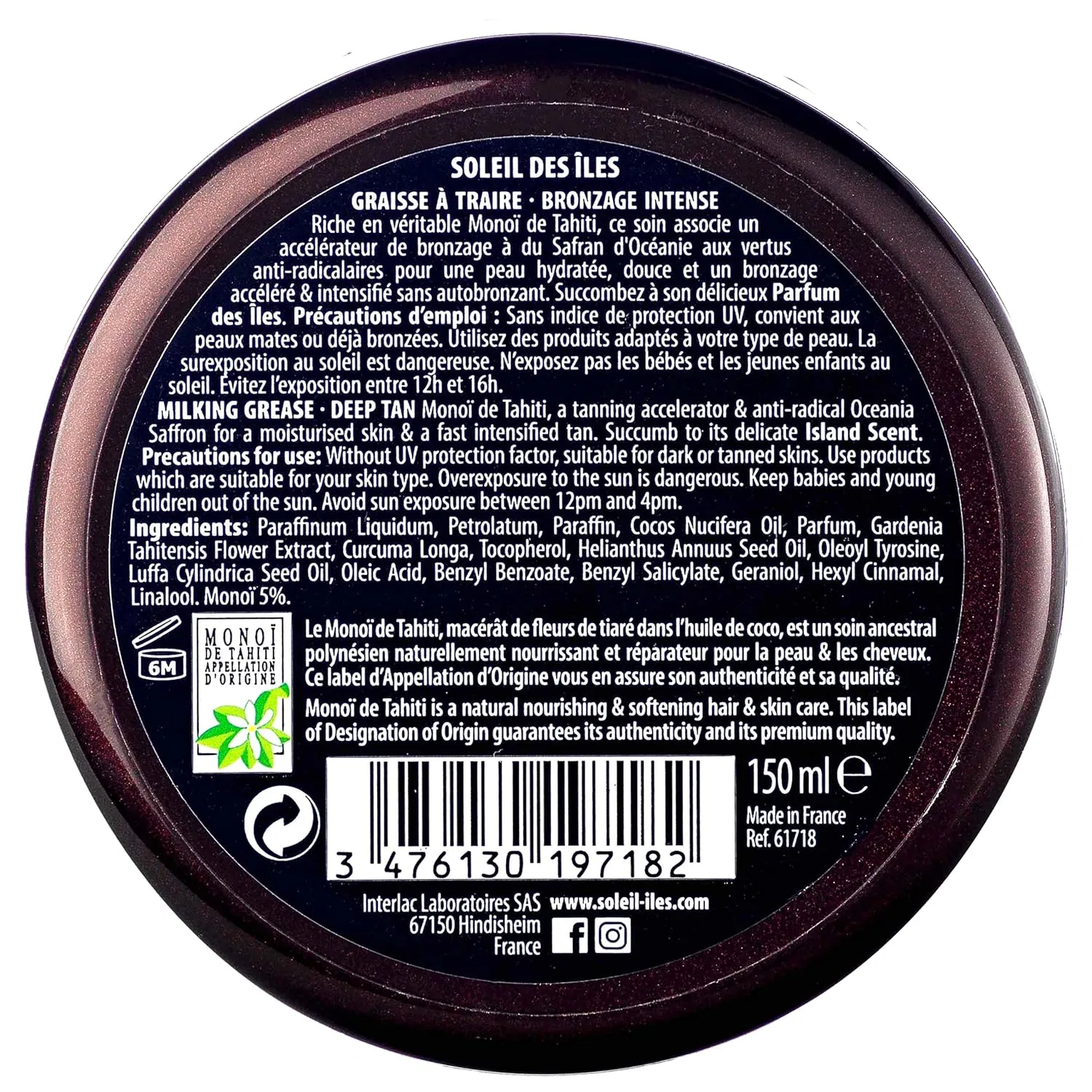 Масло для загара Soleil des Iles Milking Grease с монои де Таити и реа, 150 мл — фото 2