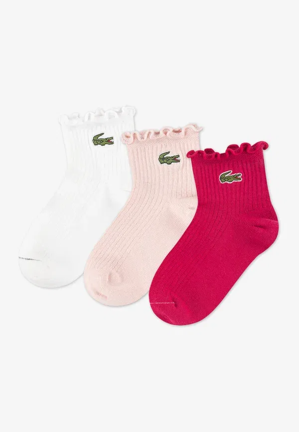Комплект из 3 пар носков унисекс с оборками Lacoste, светло-розовый