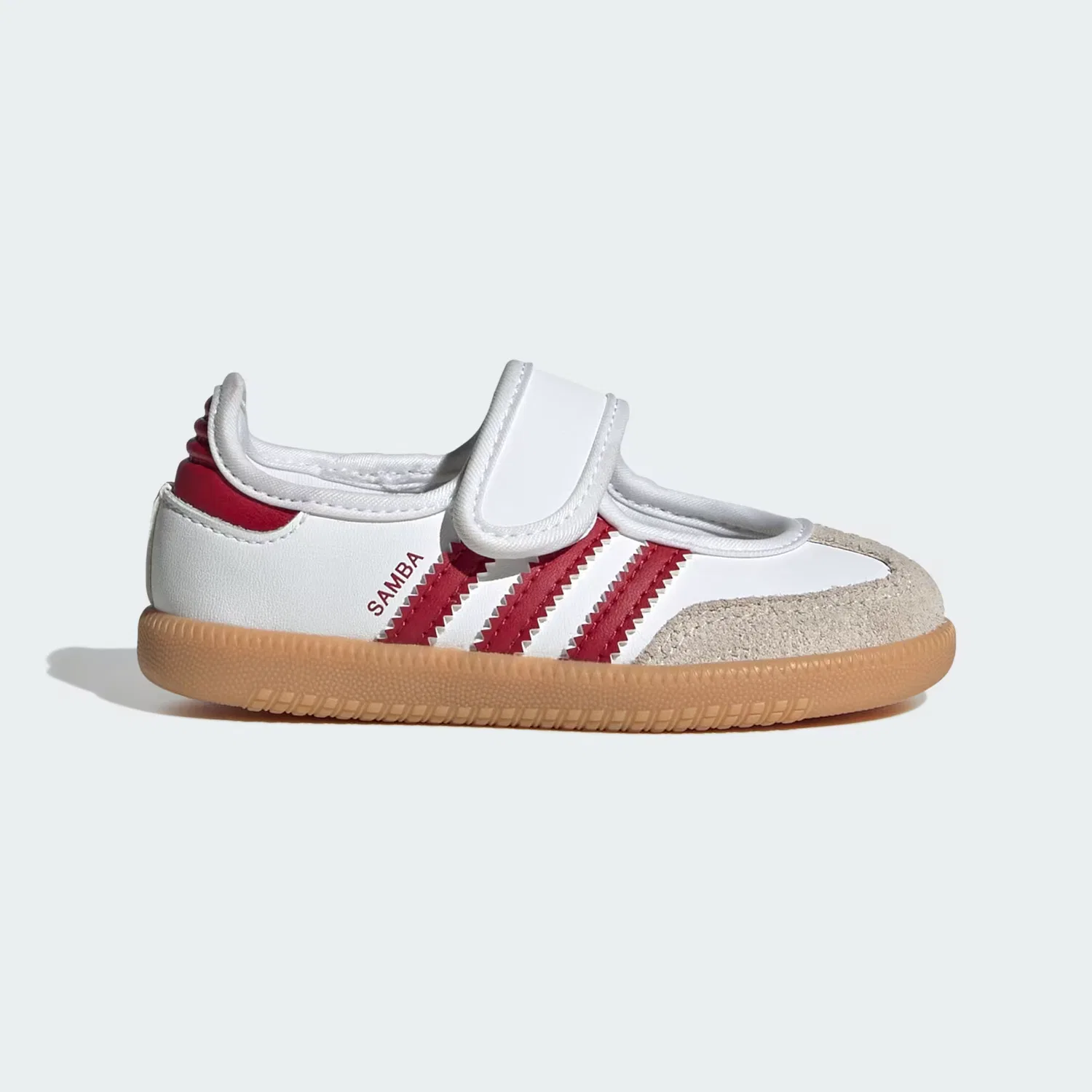 Детские кроссовки на липучке Samba Jane Adidas Originals, белый/красный/gum
