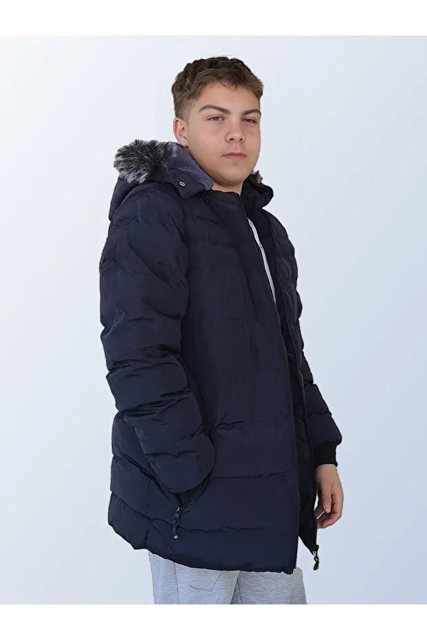 Детское пальто для девочек с капюшоном Besa, Navy Blue — фото 4