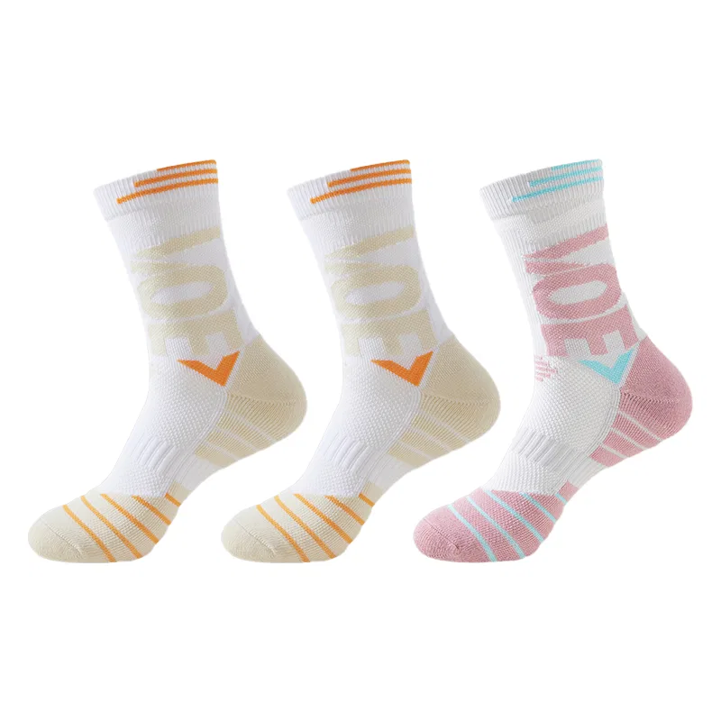Детские баскетбольные носки, набор из 3 пар, 3 Pack (White+White+Pink), MIIOW