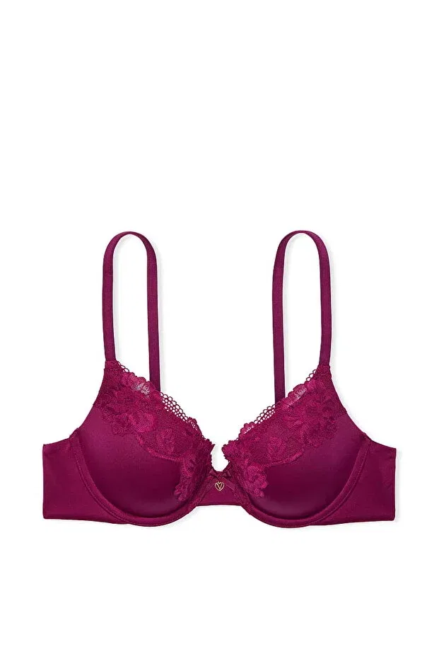 Женский бюстгальтер с кружевом Perfect Shape Lace Push-Up Bra Victoria'S Secret, Plum Red — фото 4