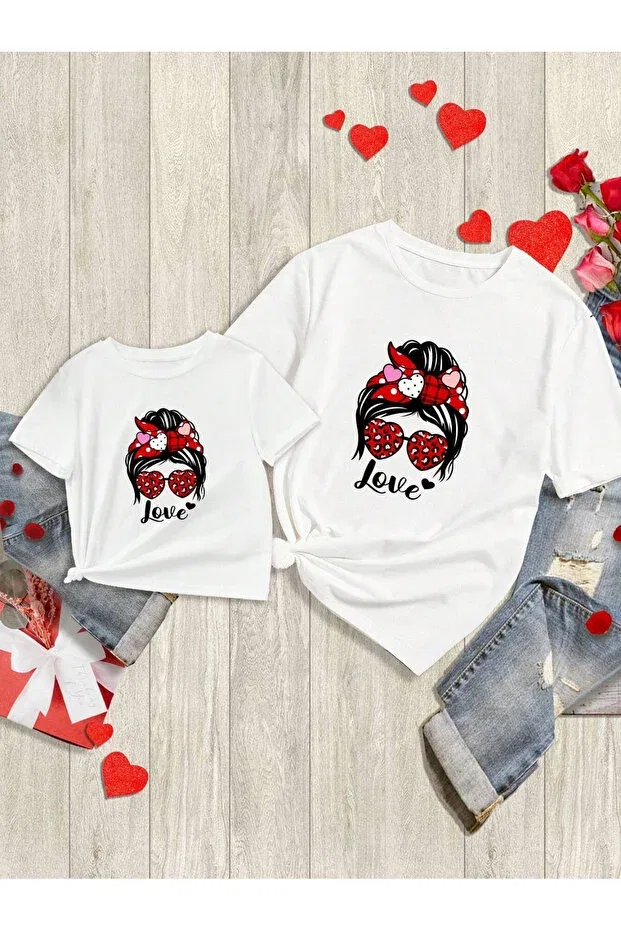 Детская футболка для девочек с принтом T-Shirt mother and daughter Pink Sky, White