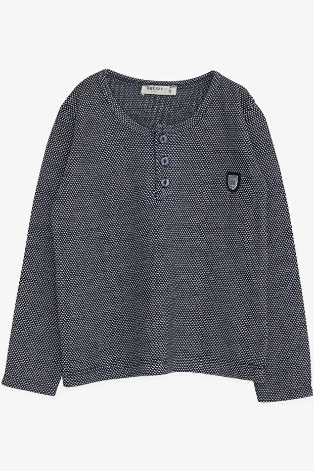 Детская футболка с длинным рукавом с принтом Breeze, Navy Blue