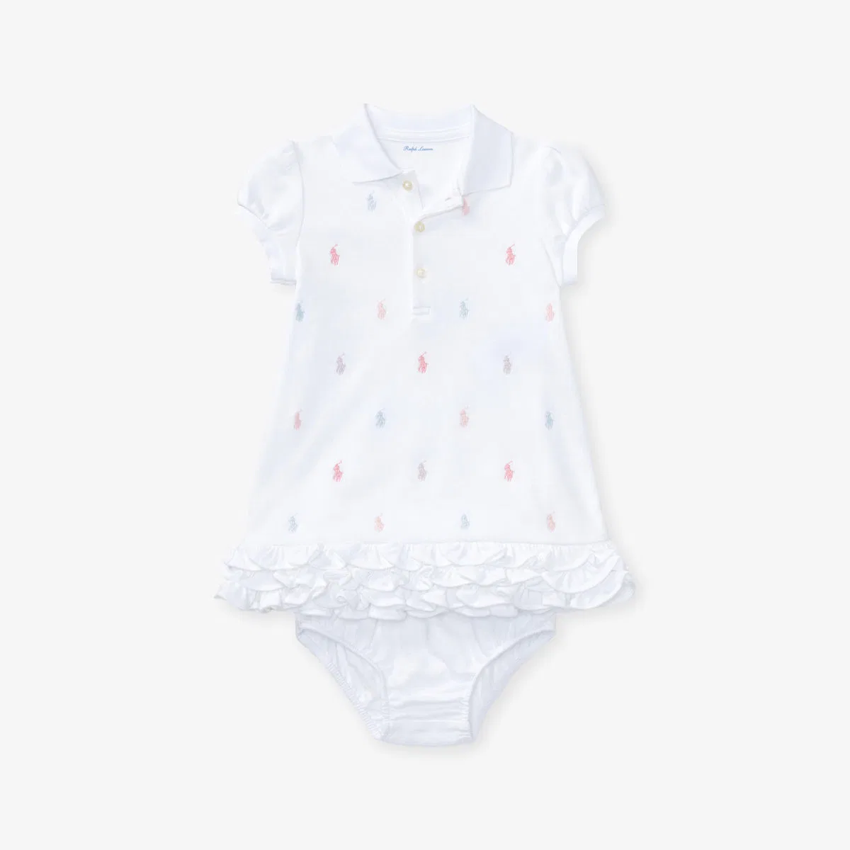 Комплект из хлопкового платья и панталон с рисунком «пони» (3-24 месяца) Polo Ralph Lauren, белый