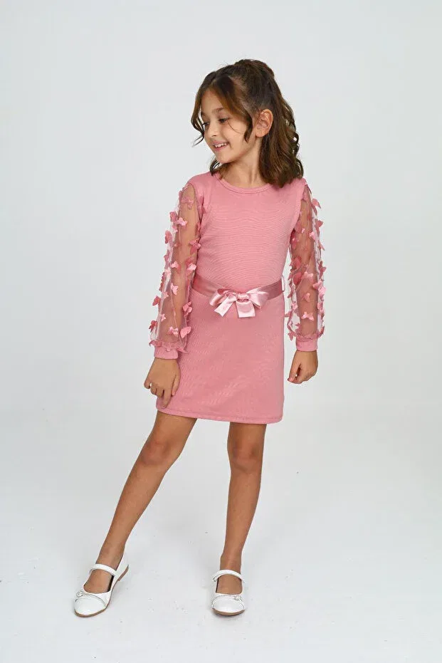Детское платье для девочек с длинным рукавом Öykü Kids, Pink — фото 2