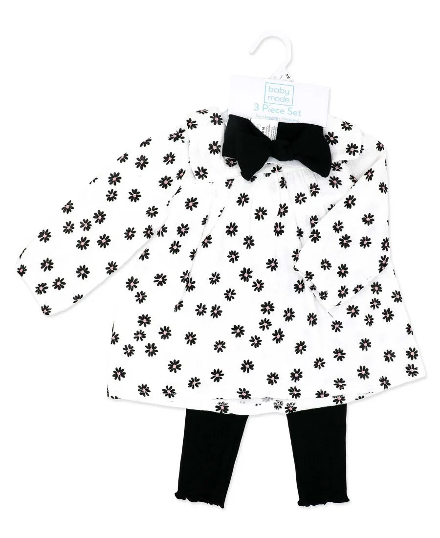Комплект из топа, леггинсов и повязки на голову Baby Mode, Black White — фото 2