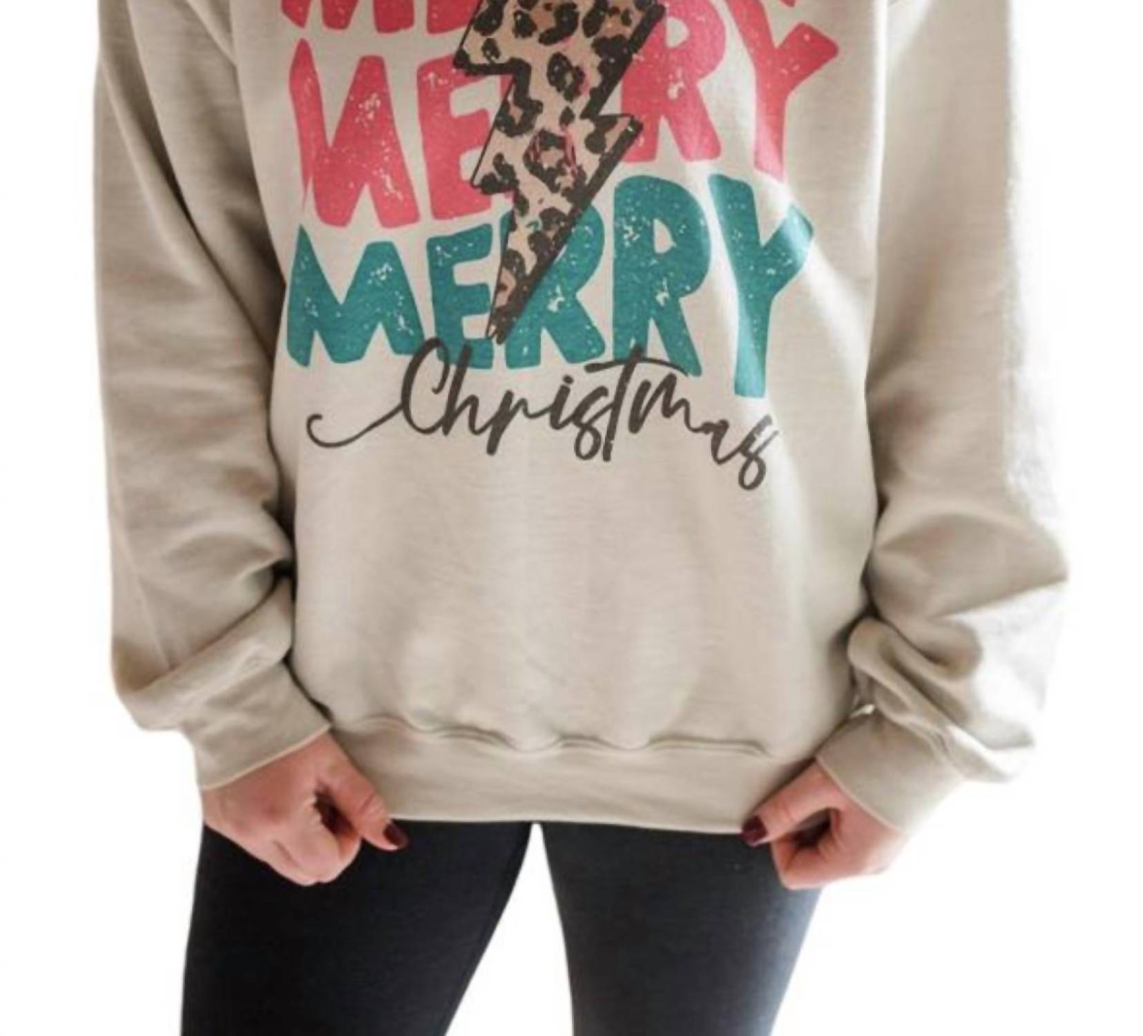 

Свитшот Merry Merry Merry Christmas в песочном цвете Gildan, цвет sand