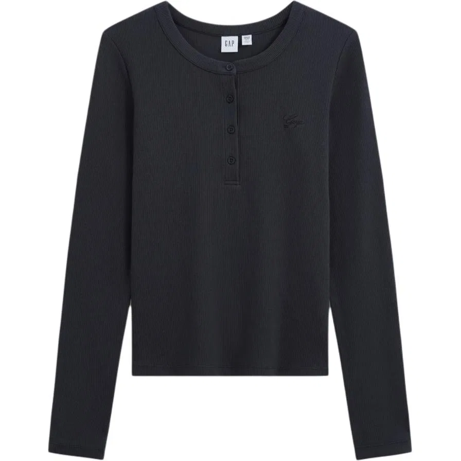 Женская футболка с воротником-стойкой GAP, Black Gray