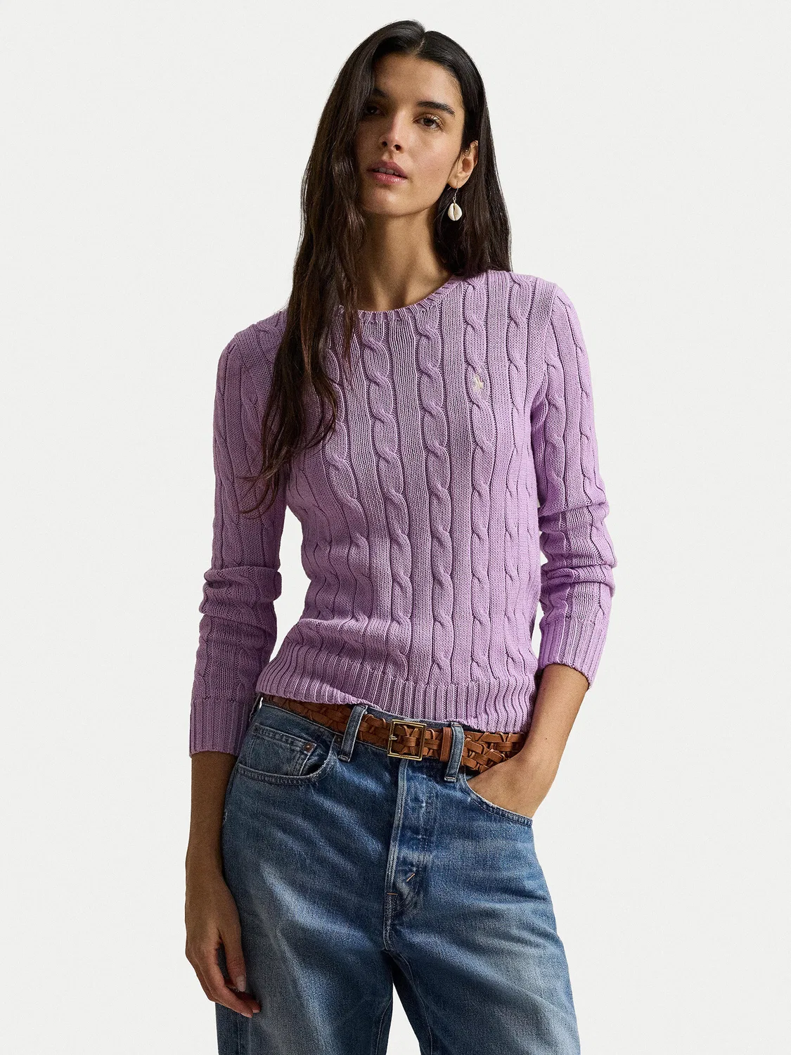 Женский пуловер приталенного кроя Polo Ralph Lauren, фиолетовый