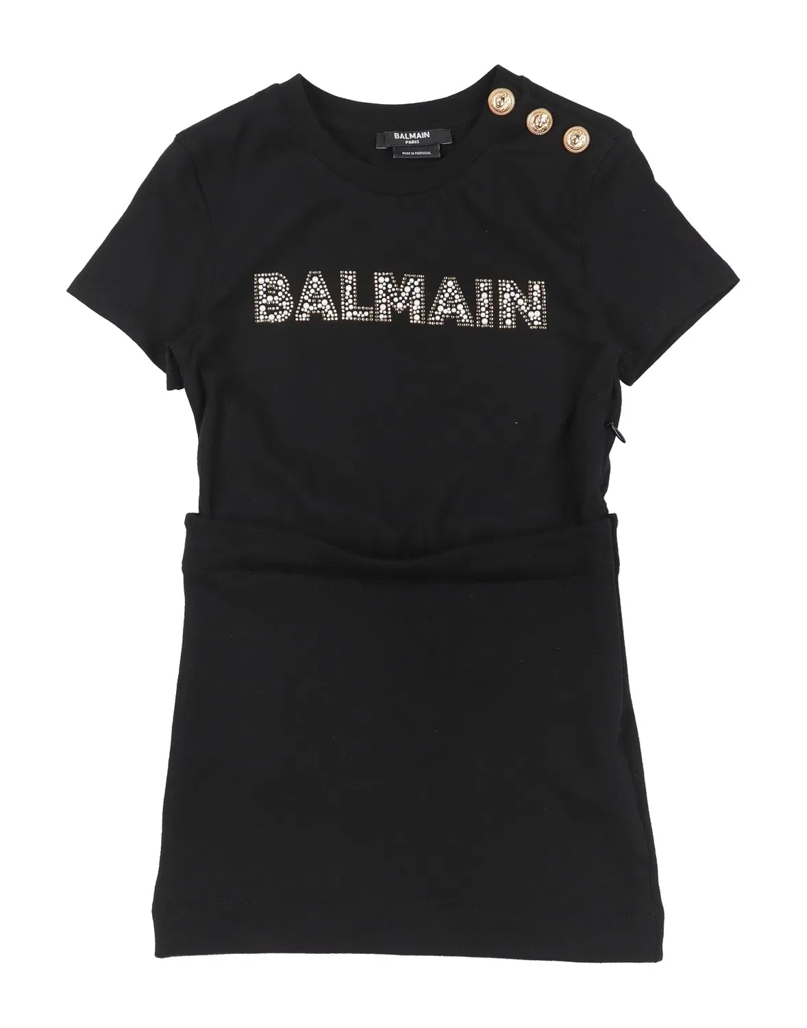 Детское платье для девочек с аппликацией Balmain, черный