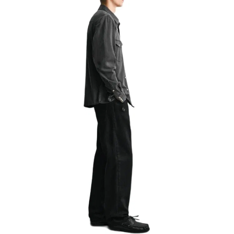 Мужская рубашка из денима Carbon ZARA, Carbon — фото 4