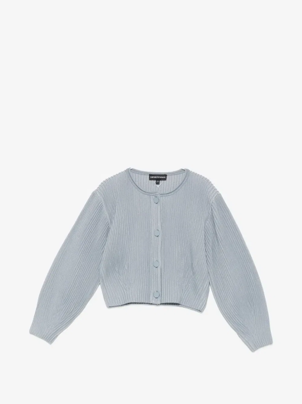 Вязаный кардиган в рубчик с металлической нитью Emporio Armani Kids, синий