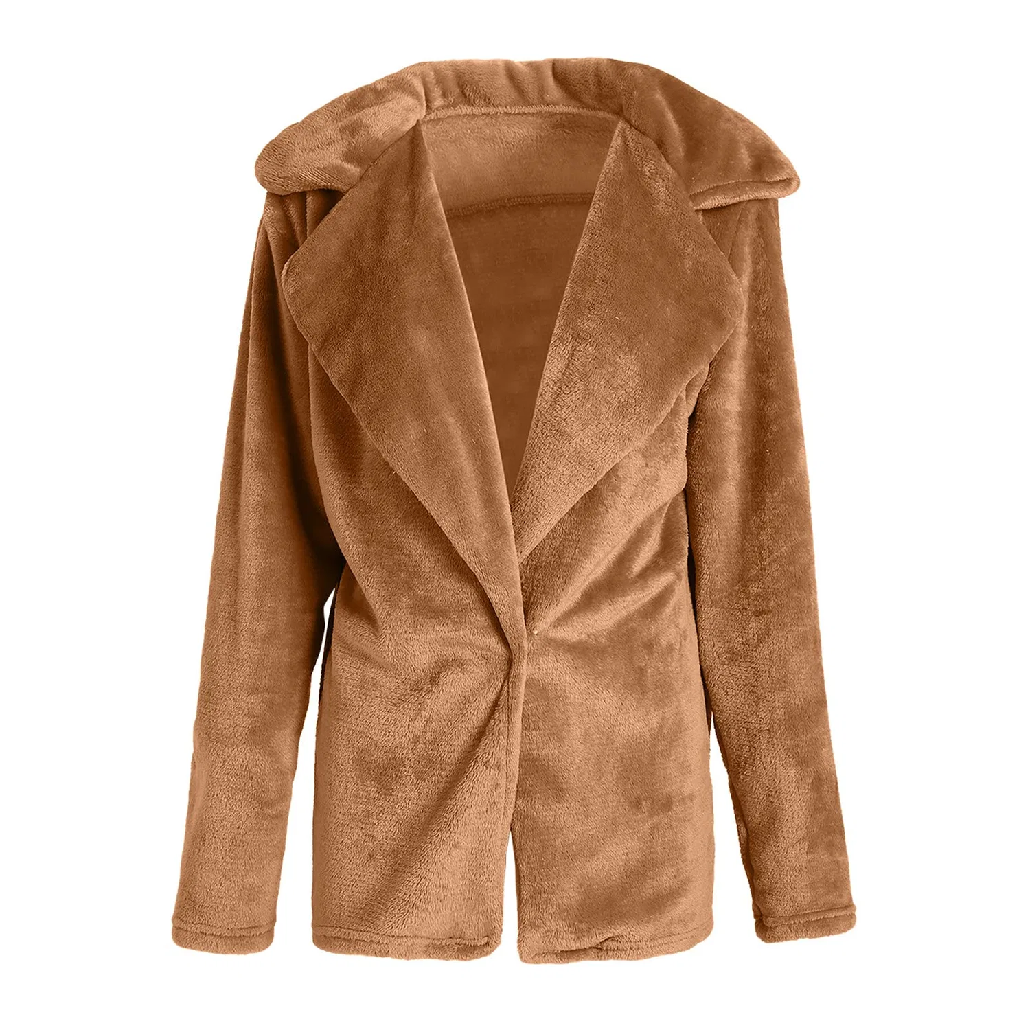 Женское утепленное пальто с флисом и воротником-лацканом Winter Coats Women UK Soft Fleece Warm Jackets, Marrone — фото 3