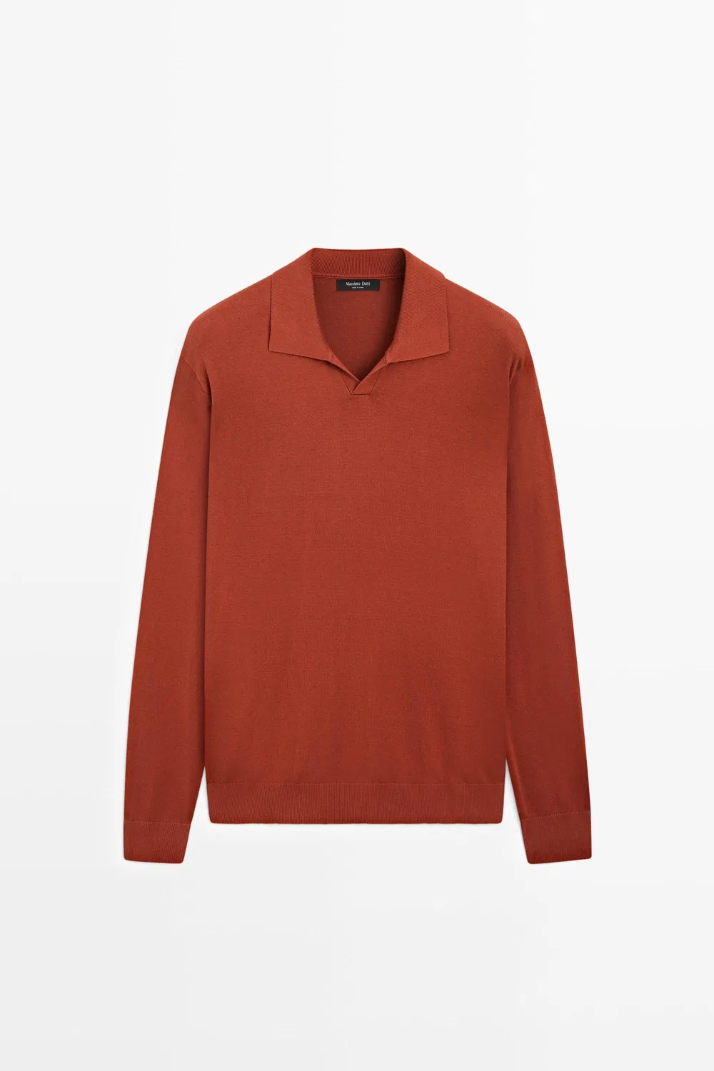 Свитер Massimo Dutti Polo Collar Knit, мандариновый — фото 2