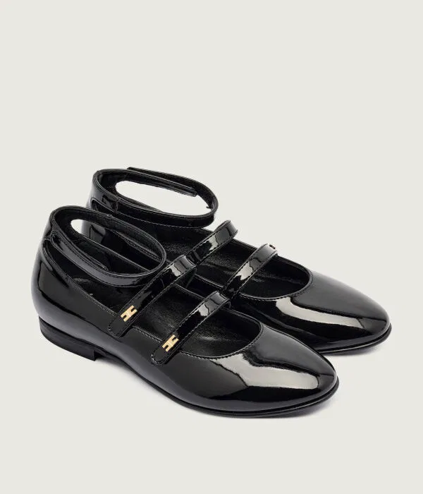 Детские балетки для девочек из экокожи Ballerine Elisabetta Franchi, черный — фото 3