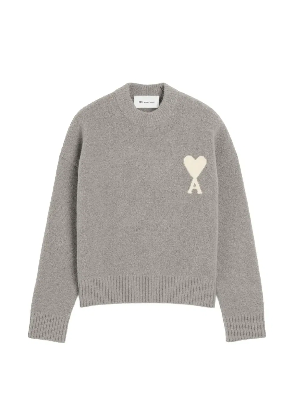 Свитер из альпаки с круглым вырезом и Ami de Coeur Ami Paris, серый