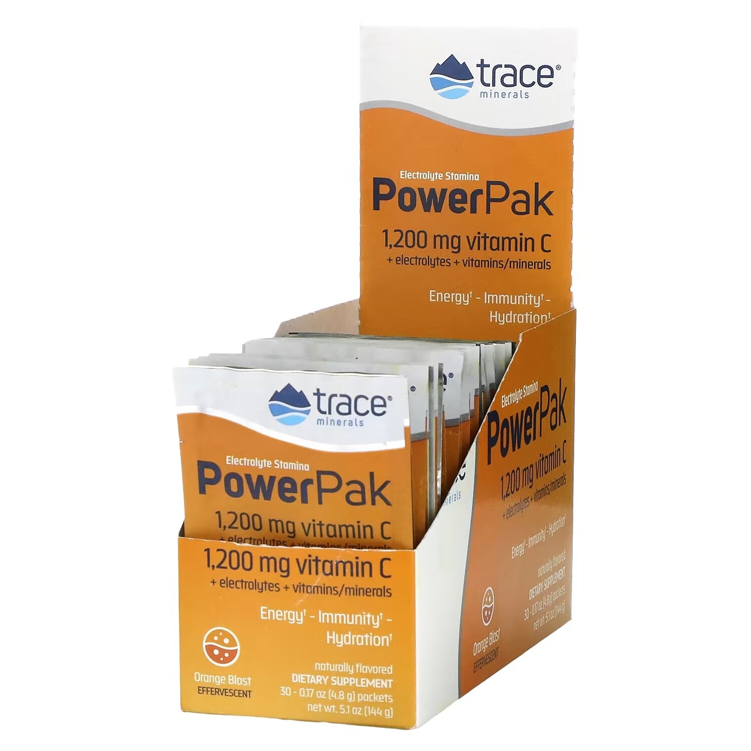 

Добавка Trace Minerals lectrolyte Stamina PowerPak со вкусом апельсина, 30 пакетиков по 4,8 г