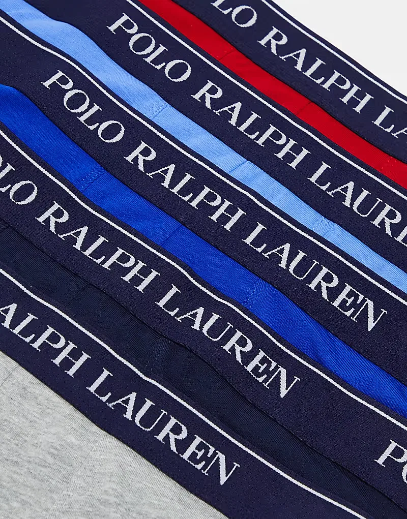 Классические плавки Polo Ralph Lauren из 5 штук с поясом с логотипом, синий — фото 3