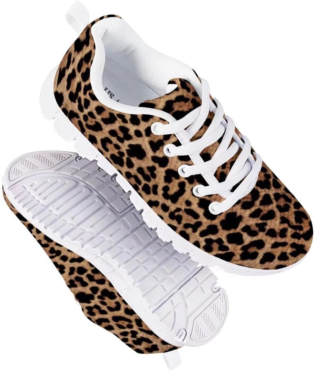Детские кроссовки для девочек с принтом PinUp Angel Kid Girls Running Sports Sneakers Cute Casual Leopard/Floral Print Walking Shoes PinUp Angel, Brown Leopard — фото 4