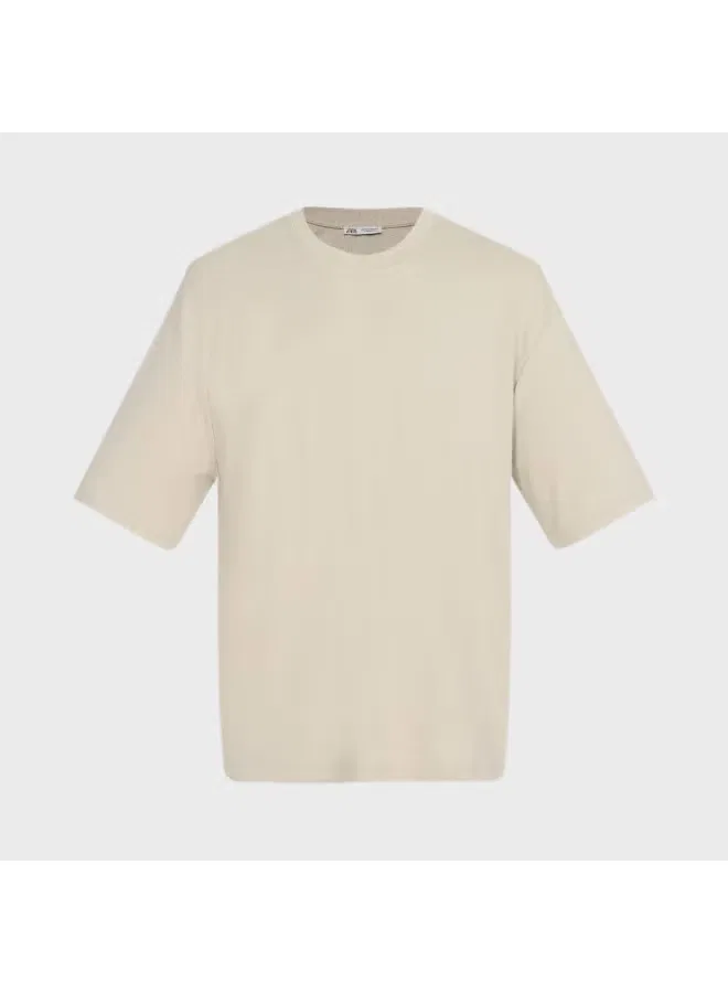 Футболка с коротким рукавом хлопковая Zara, серо-абрикосовый — фото 2