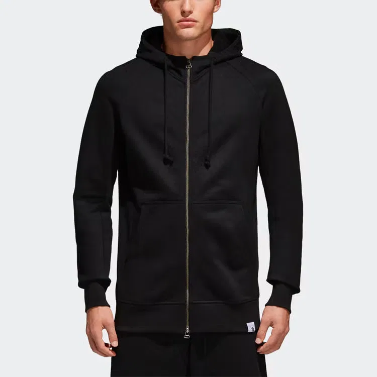 Спортивная куртка на молнии с капюшоном Adidas, черная — фото 3