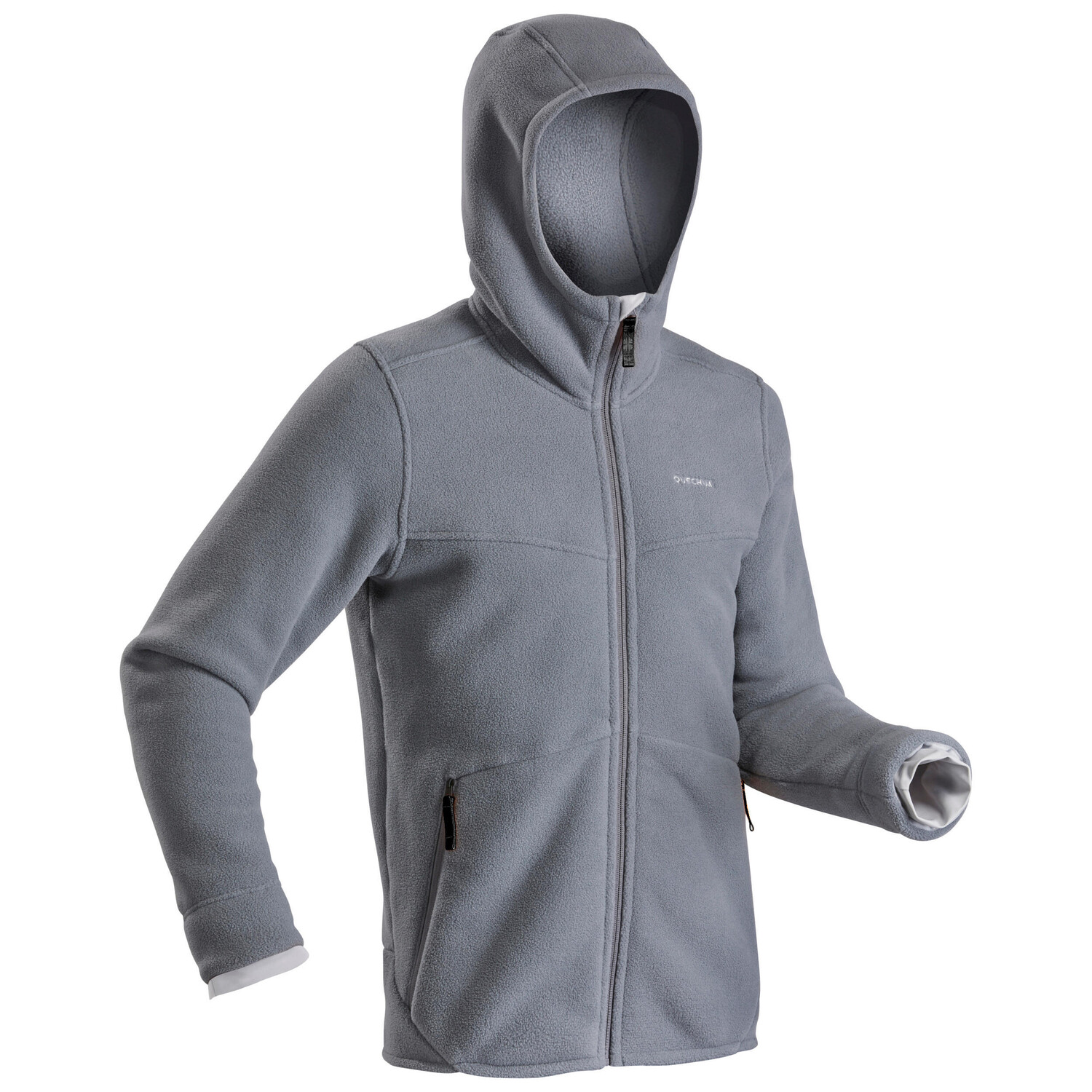 

Толстовка Quechua SH100 U-Warm для походов флисовая теплая мужская, серый