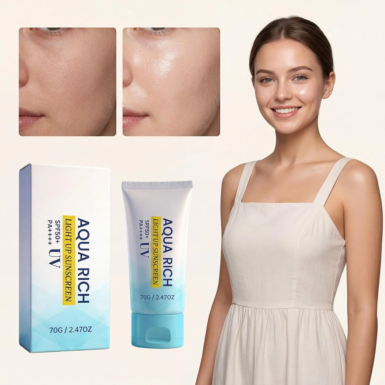 Солнцезащитный крем для лица, Generisch, 70 г, SPF 50+, Mehrfarbig — фото 4