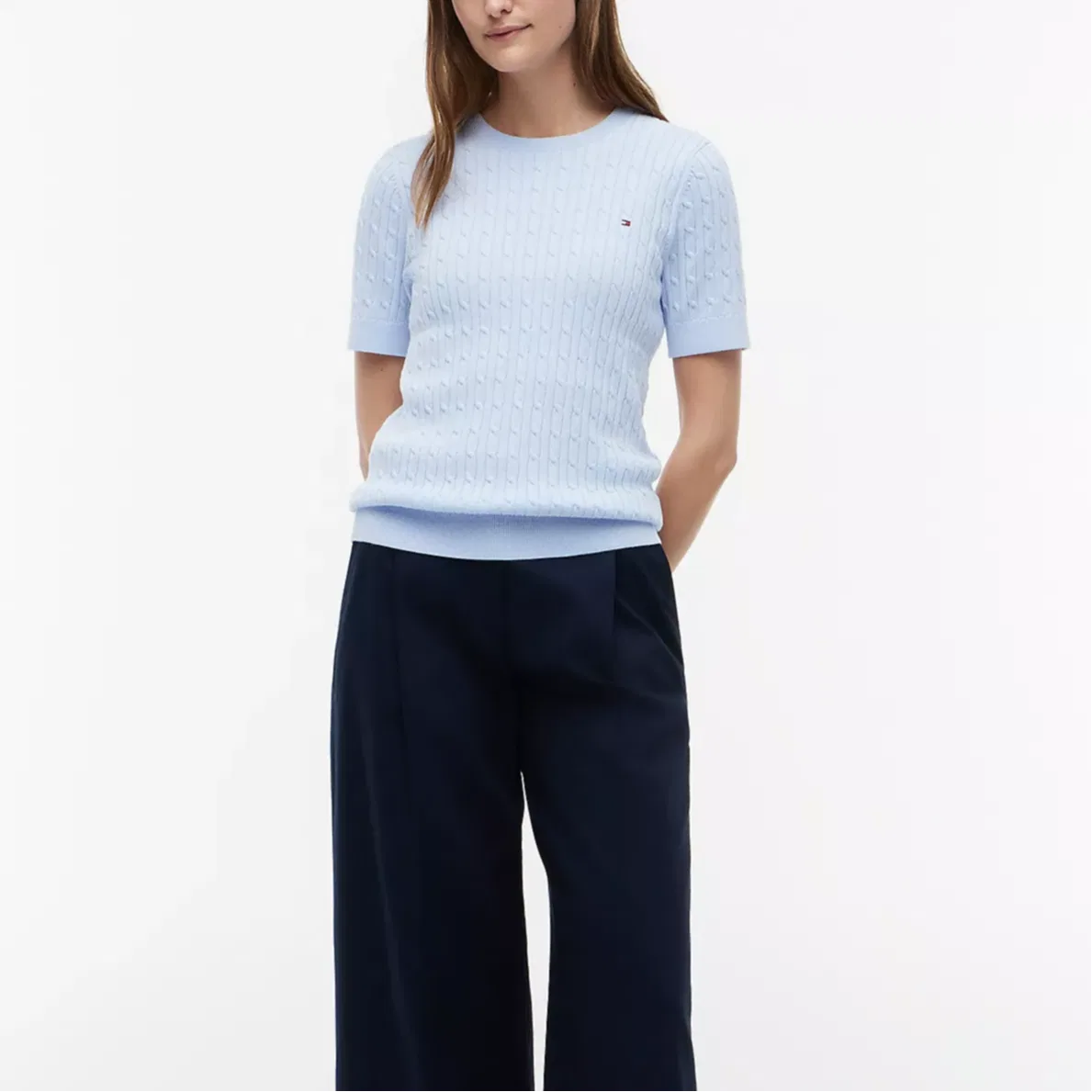 Свитер женский с круглым вырезом, Light Blue, Tommy Hilfiger — фото 3