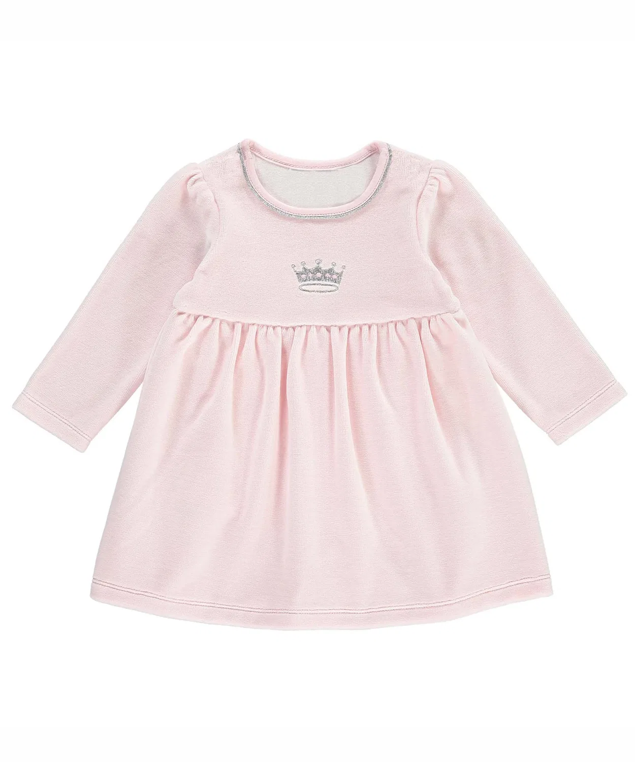 Детское платье из велюра с вышивкой Crown Logo Rachel Riley, Pink — фото 2