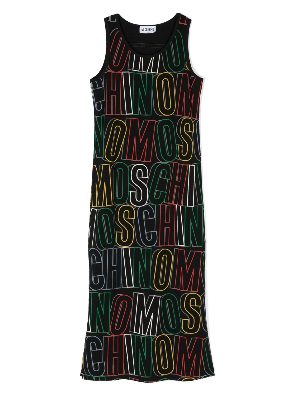 Длинное трикотажное платье с логотипом Moschino, черный