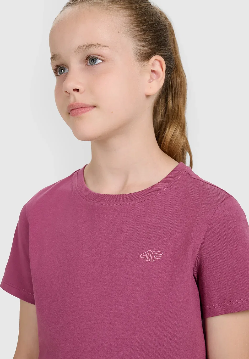 Футболка oversize gładki dziewczęcy - niebieski 122 (6-7 лат) - базовая футболка 4F, Dark Violet — фото 4