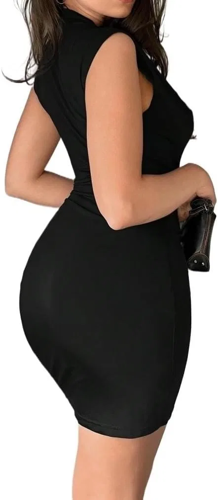 Женское мини-платье с асимметрией Bodycon, Black — фото 2