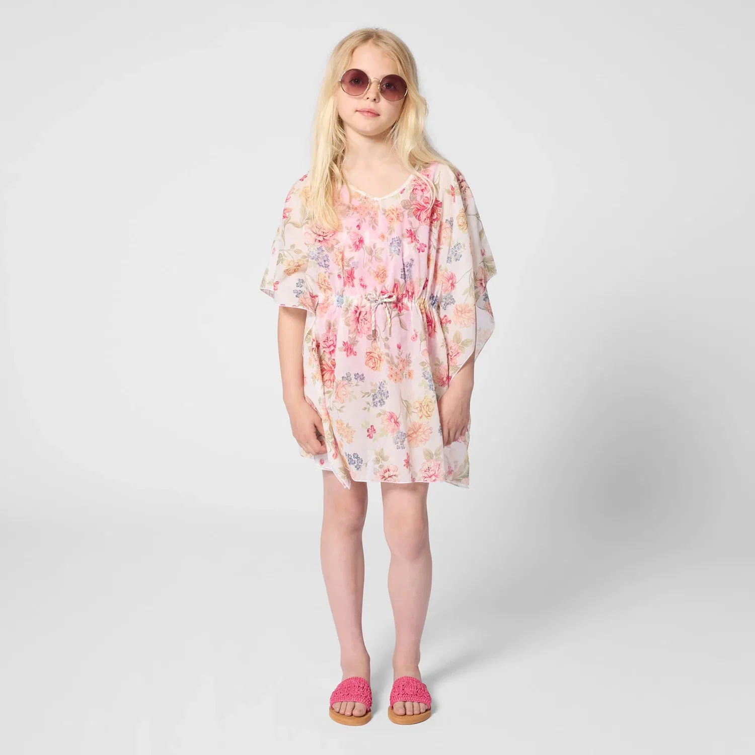 Пляжная накидка с цветочным принтом Chloé Kids, белый — фото 4