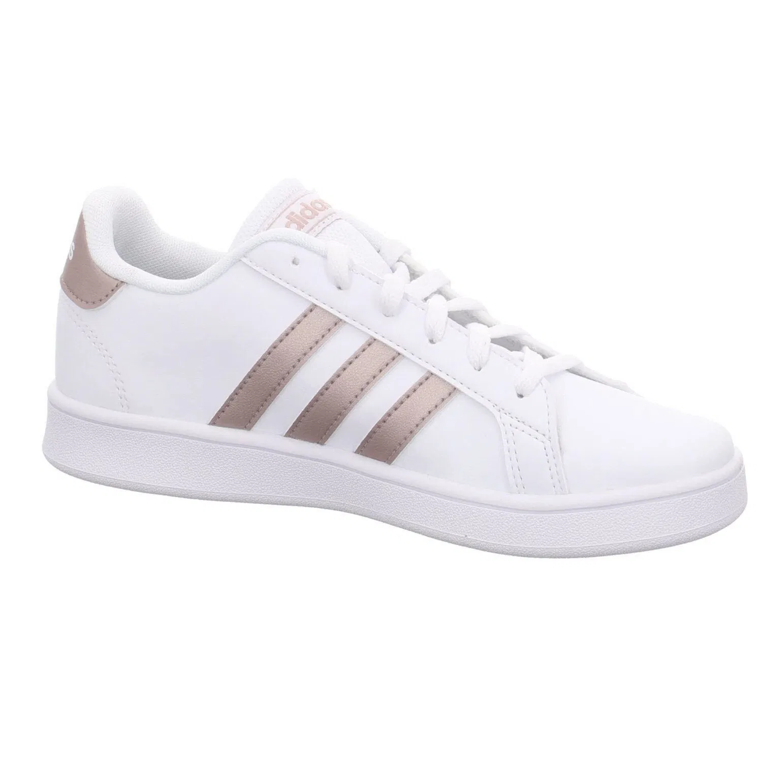 Детские кроссовки для мальчиков с кожаным верхом Grand Court K Adidas, Ftwwht Coppmt Glopnk — фото 4