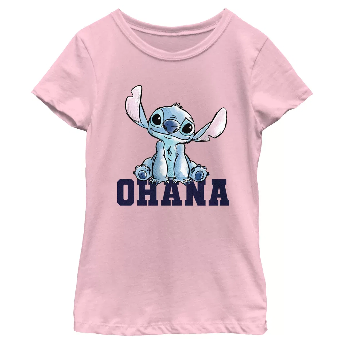 Детская футболка с принтом Lilo & Stitch Watercolor Ohana, Lilo & Stitch, Light Pink