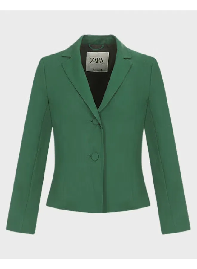 Жакет деловой с длинным рукавом Zara, зеленый