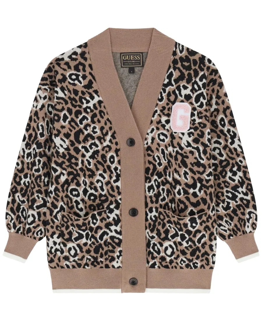 Кардиган с принтом леопарда, модель Long-Sleeve Leopard GUESS, Multi