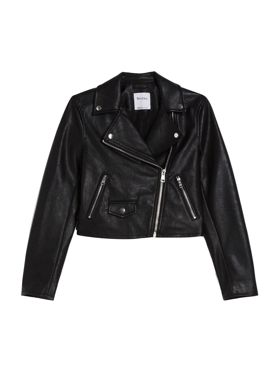 

Кожаная куртка Bershka Between-Season Jacket, черный