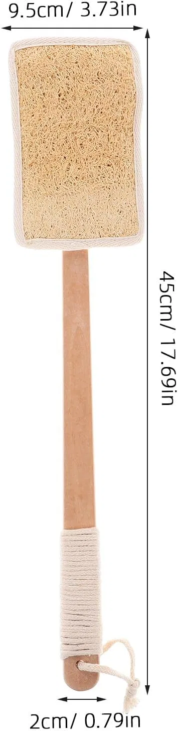 Люфа для спины с длинной деревянной ручкой JHKNNK, 45x9.5x2 см, Beige — фото 2