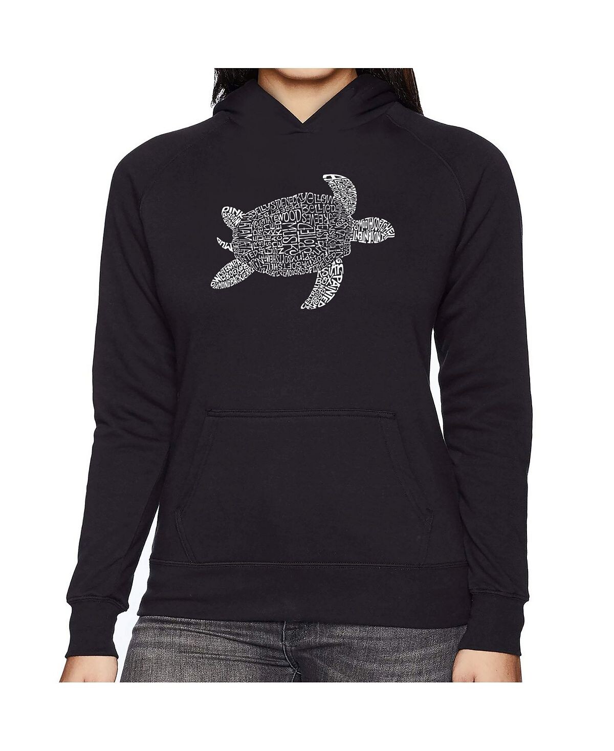 

Женская толстовка с капюшоном word art -turtle LA Pop Art, черный
